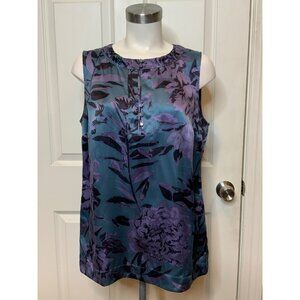 Tory Burch Blue Purple Flora Silk Sleeveless Top, Size 12